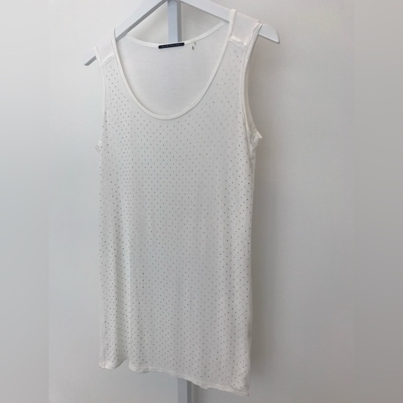 ELIE TAHARI WHITE CRYSTAL EMBELLISHED  MODAL TANK TOP SIZE XS NWOTS! - Picture 5 of 15